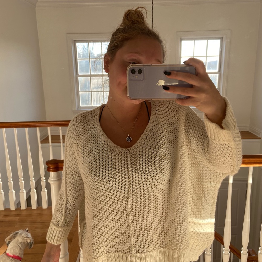 white sweater